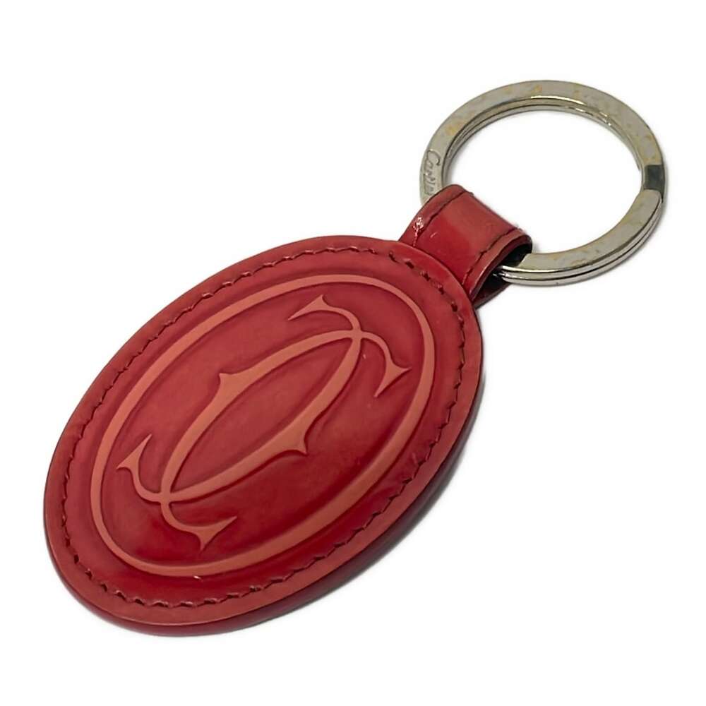 Cartier Bag Charm Pink Silver Leather Hardware